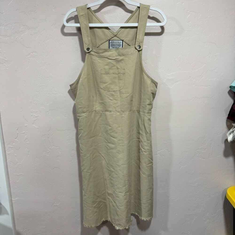 Directives Lyocell Khaki Jumper Dress overall dress Pockets Adjustable Straps